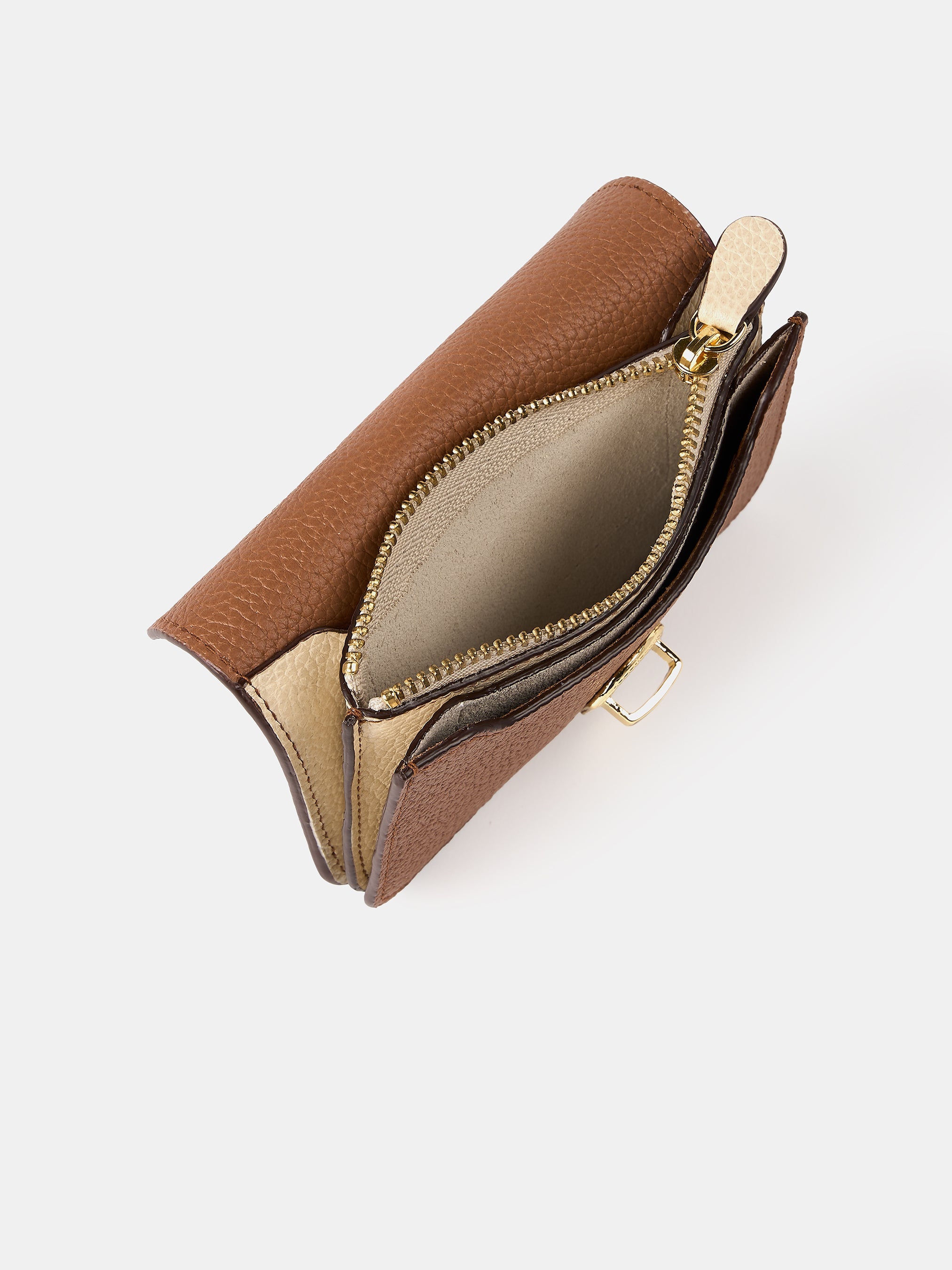 The Small Push Lock Purse - Tan & Clay Madras Grain