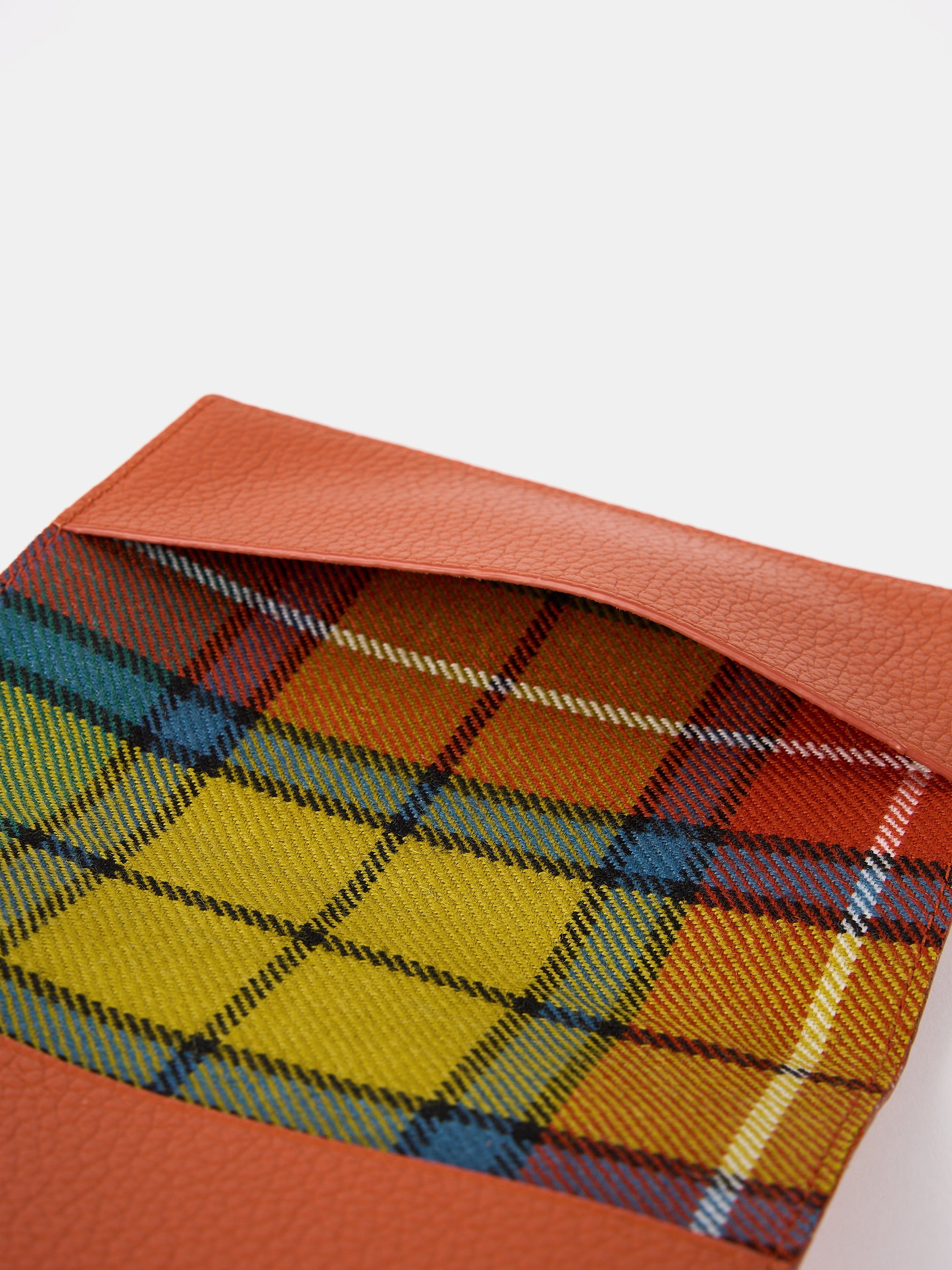 The Passport Cover - Ochre Madras Grain with Tartan