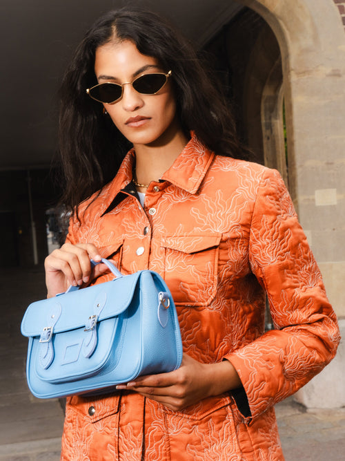 The Soft Satchel - Cloud Blue Calf Grain