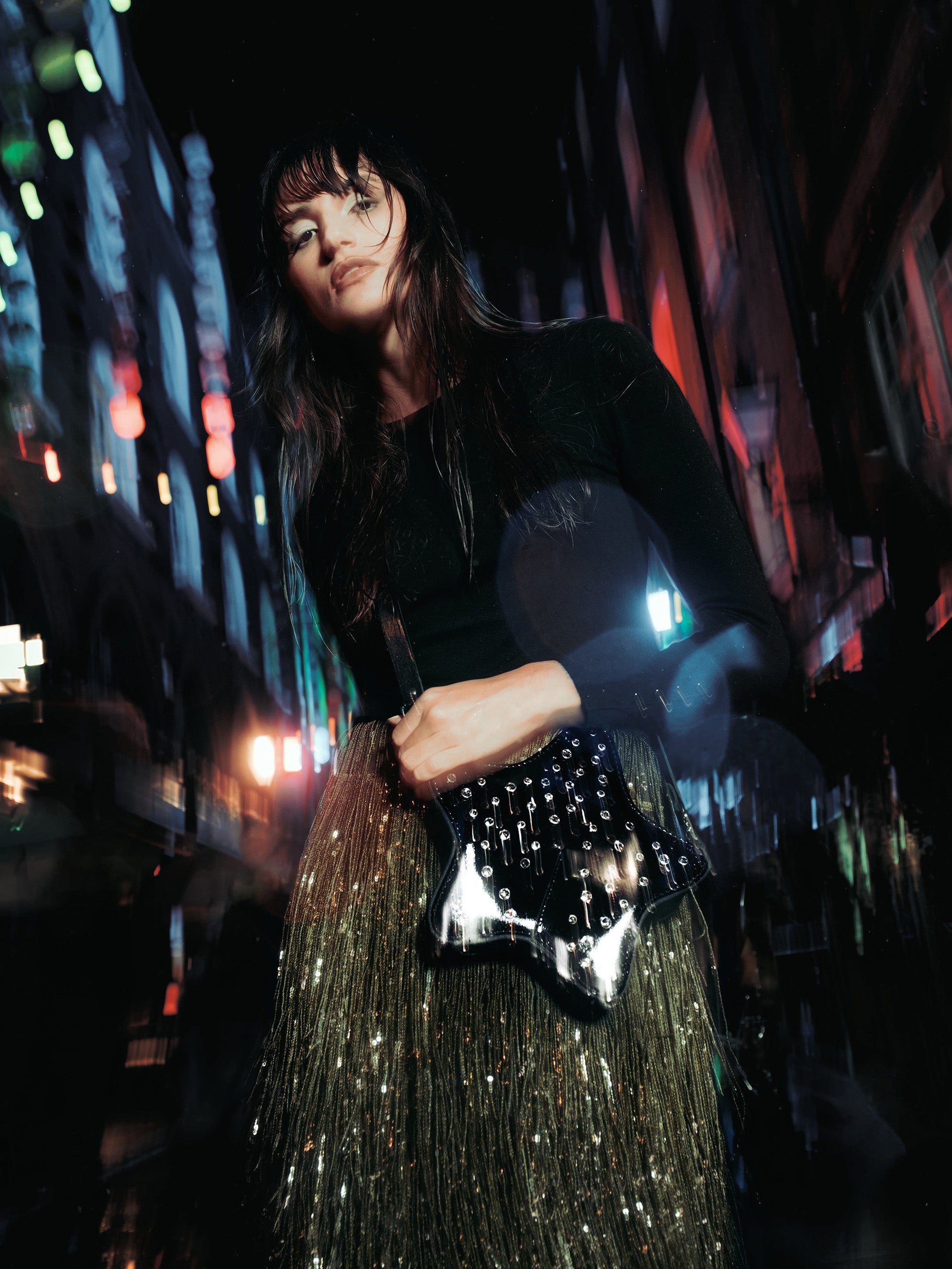 The Star Bag - High Shine Black with Swarovski® Crystals