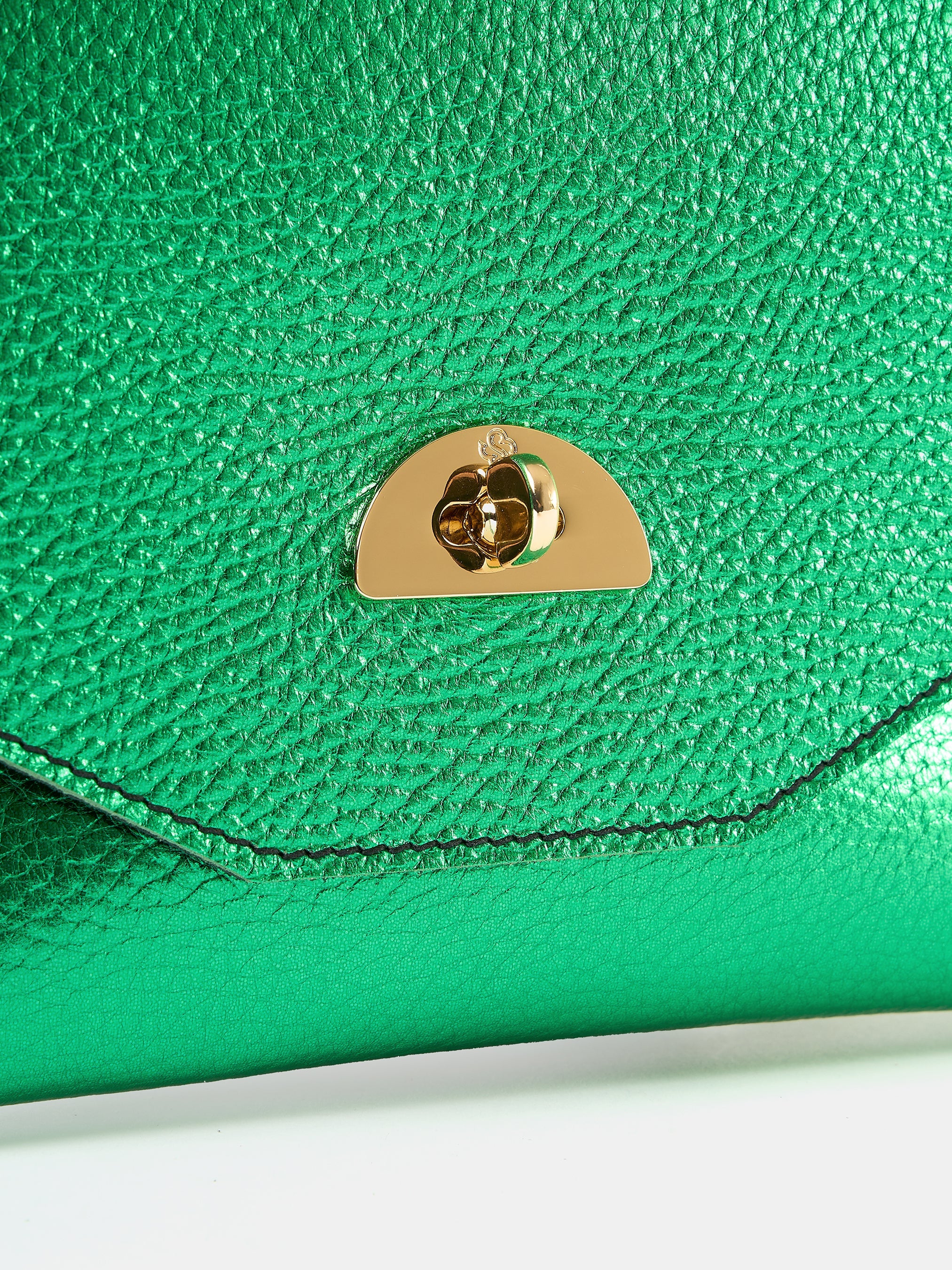 The Twist Lock Pouch - Wicked Green with Wicked Green Metallic Calf Grain