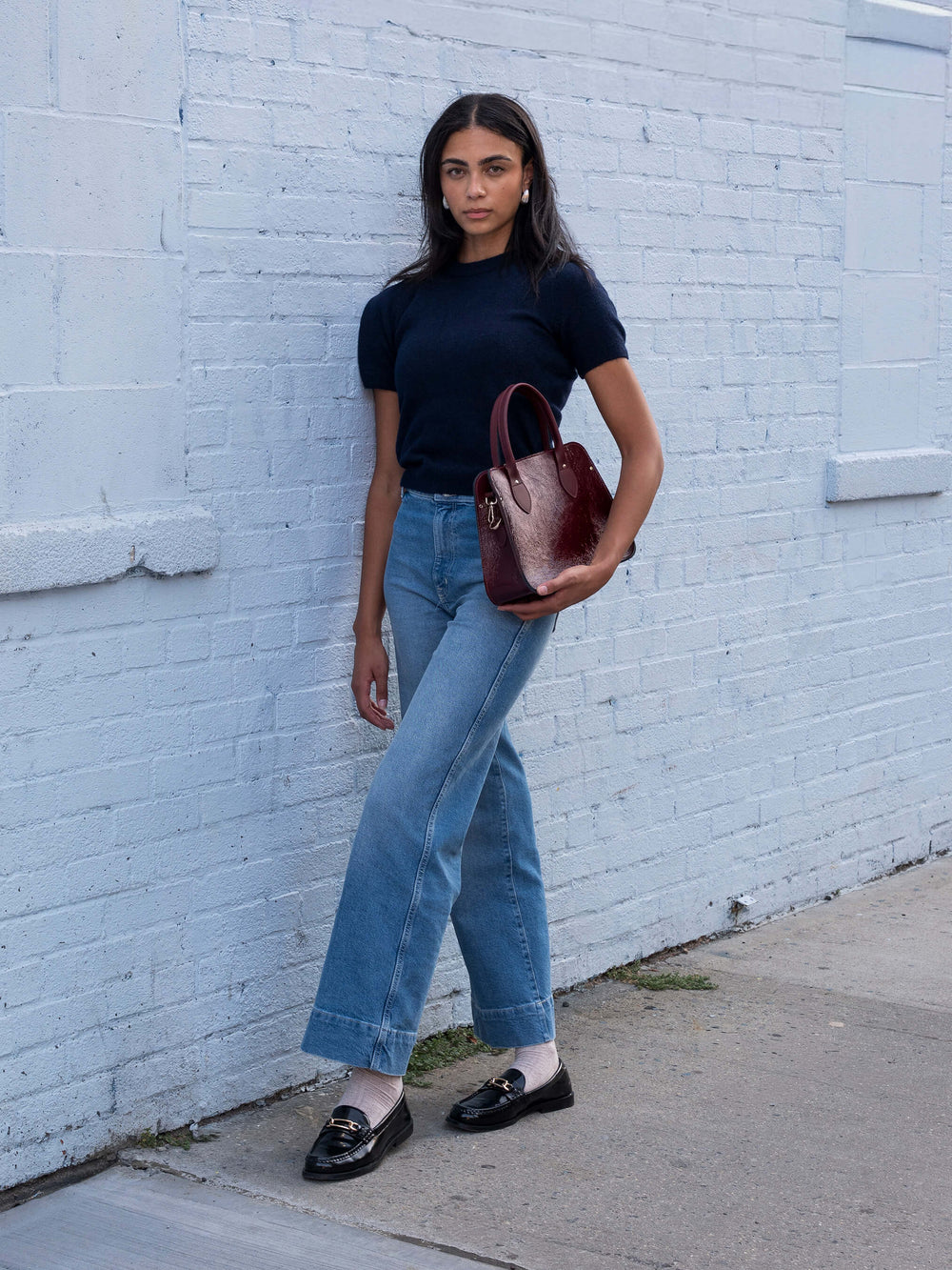 The Mini Work Bag - Oxblood Patent