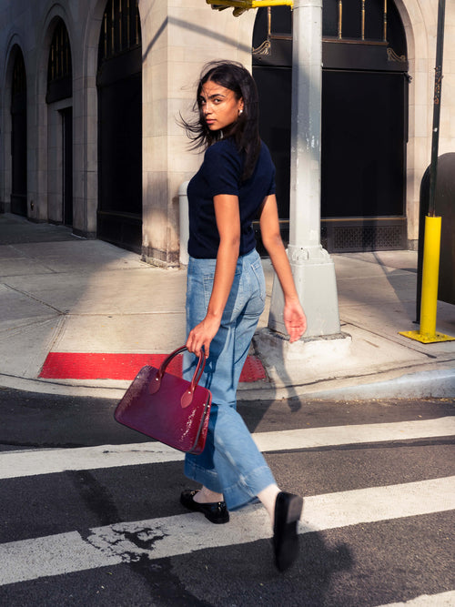 The Mini Work Bag - Oxblood Patent
