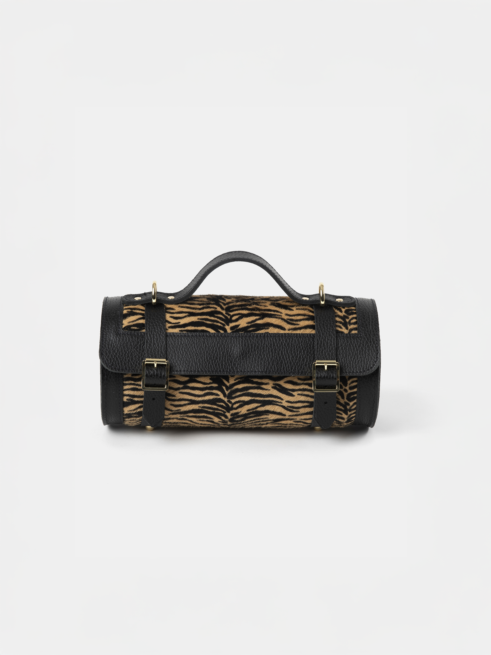 The Bowls Bag - Black Celtic Grain & Tiger Print Haircalf