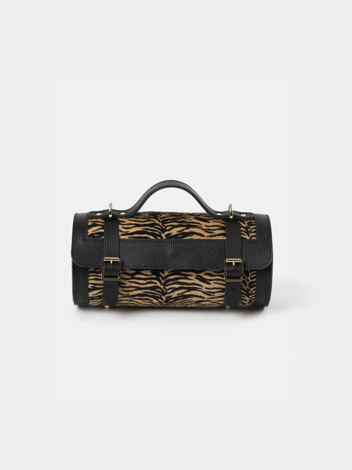 The Bowls Bag - Black Celtic Grain & Tiger Print Haircalf