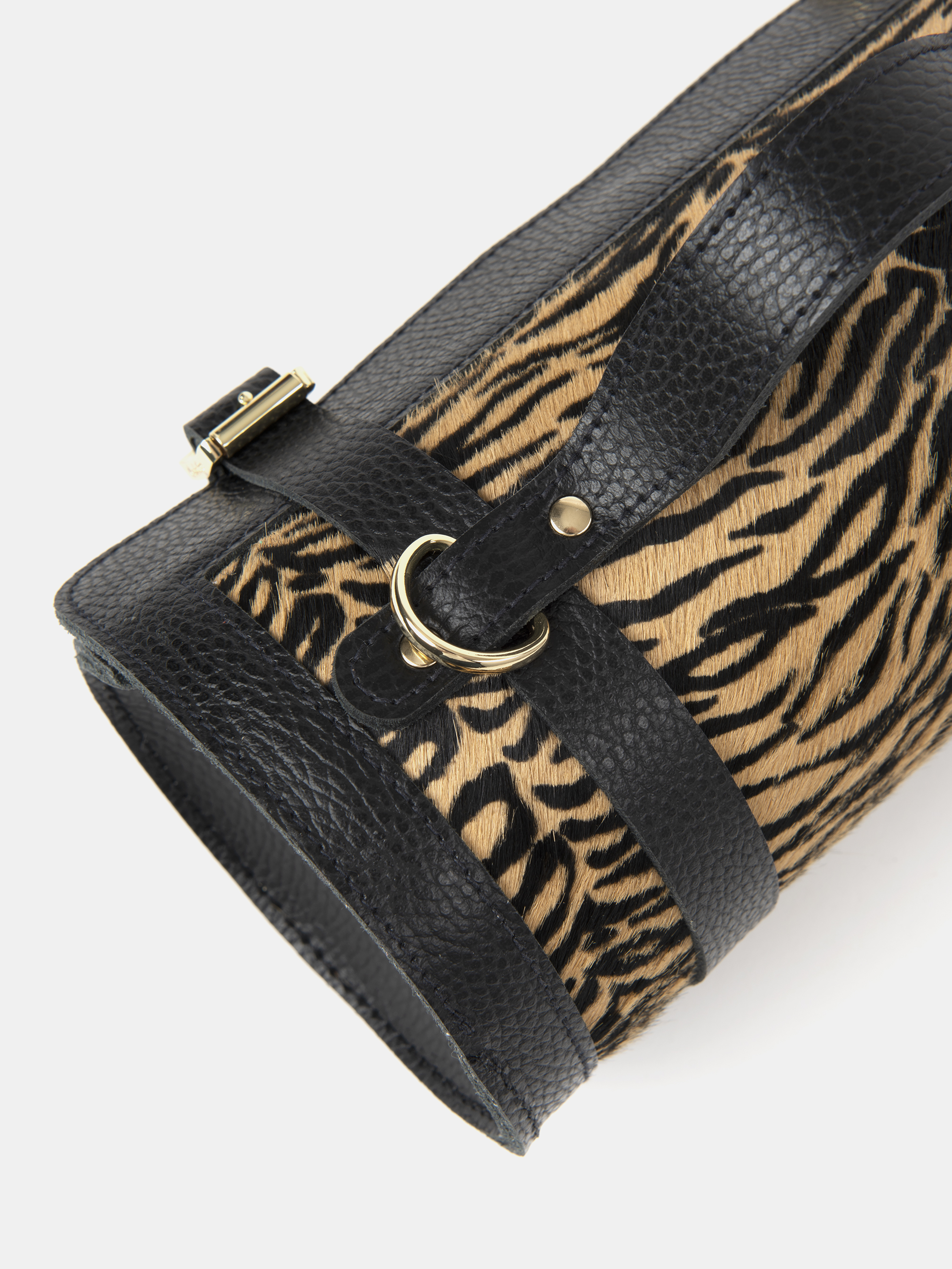 The Bowls Bag - Black Celtic Grain & Tiger Print Haircalf