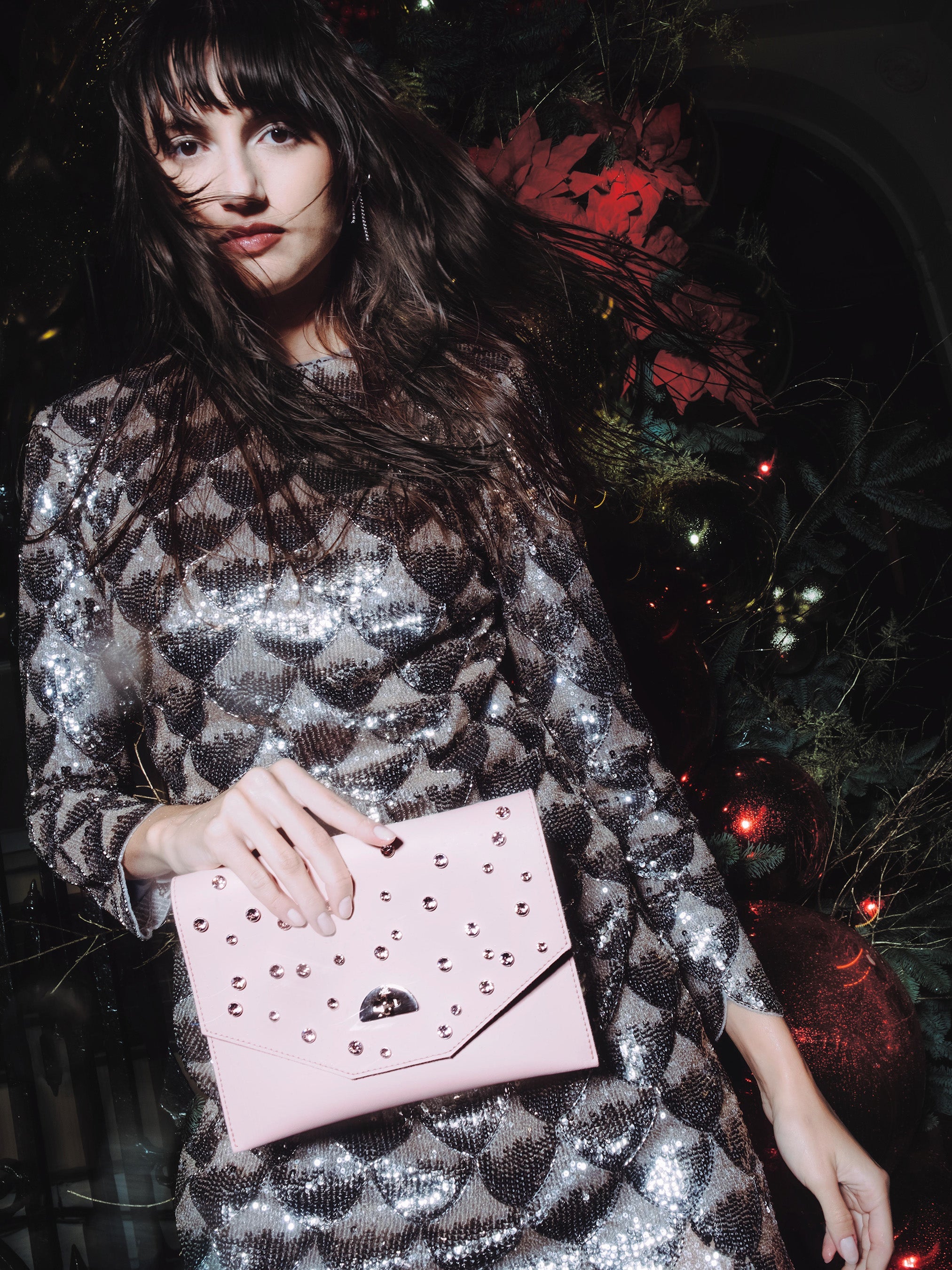 The Twist Lock Pouch - Cloud Pink with Swarovski® Crystals