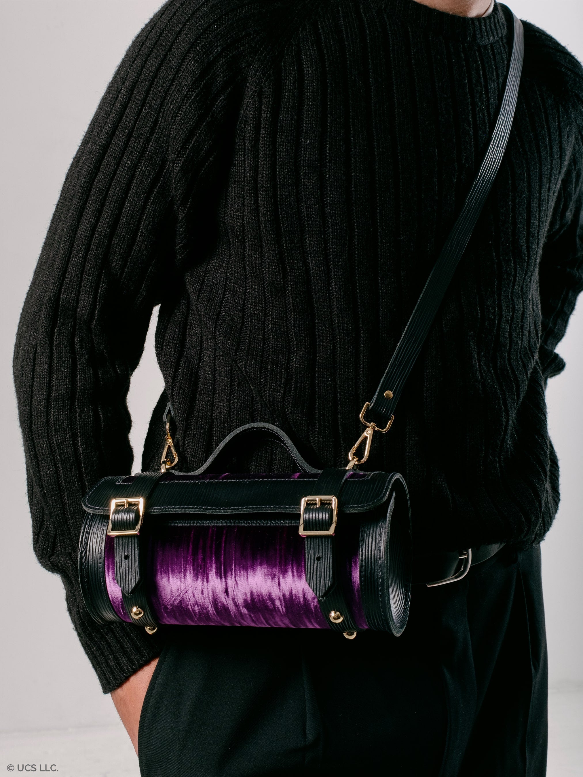 The Mini Bowls Bag - Black 1914 Grain with Purple Velvet