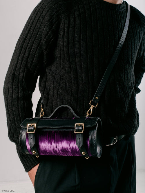 The Mini Bowls Bag - Black 1914 Grain with Purple Velvet