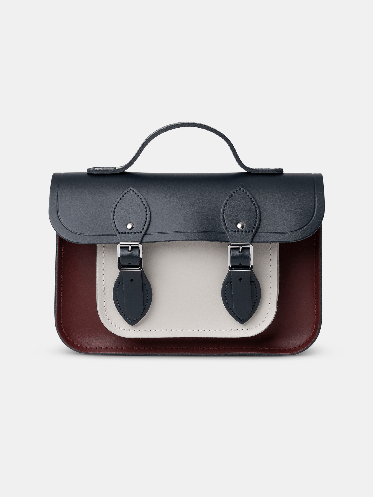 The 11 Inch Batchel - Clay, Oxblood & Navy - Cambridge Satchel