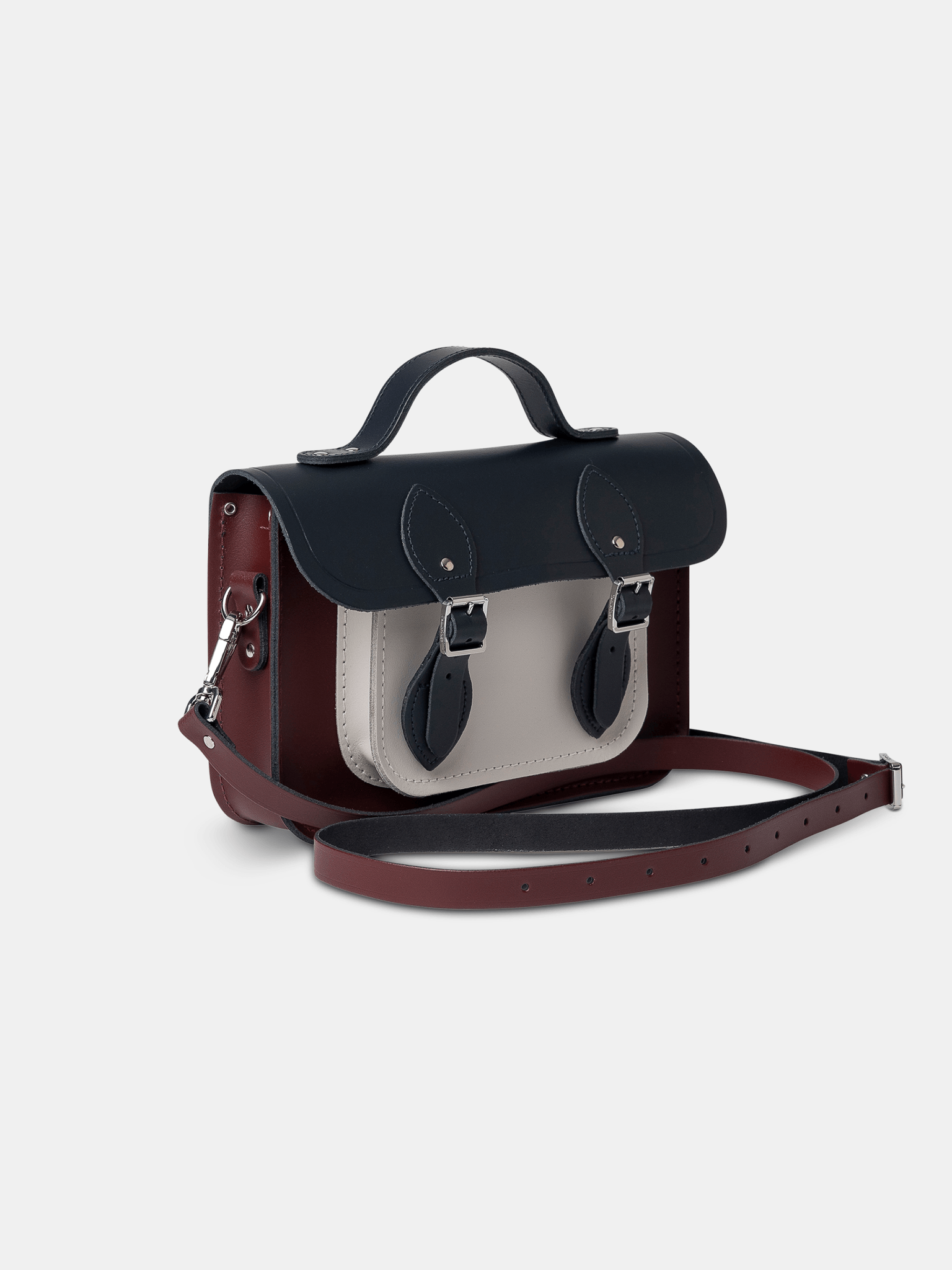 The 11 Inch Batchel - Clay, Oxblood & Navy - Cambridge Satchel